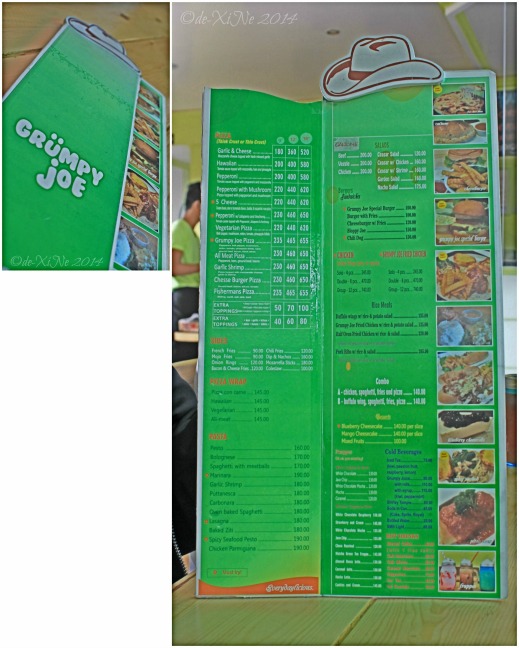 Grumpy Joe Baguio menu