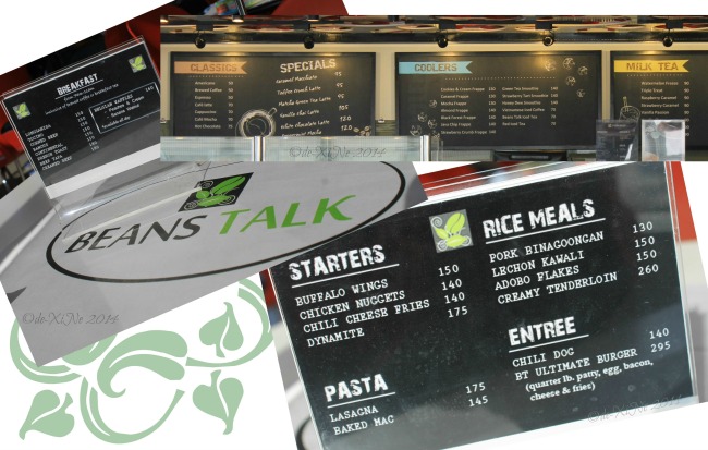 Beans Talk Baguio menu 2014